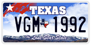 VGM1992 license plate in Texas
