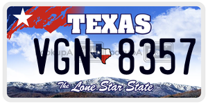 VGN8357 license plate in Texas