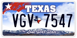 VGV7547 license plate in Texas