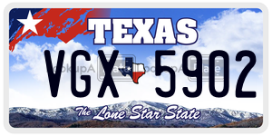 VGX5902 license plate in Texas