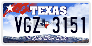 VGZ3151 license plate in Texas