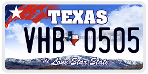 VHB0505 license plate in Texas