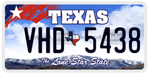 VHD5438 license plate in Texas
