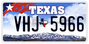 VHJ5966 license plate in Texas