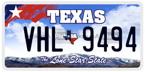 VHL9494  license plate in TX