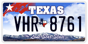 VHR8761 license plate in Texas