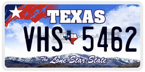 VHS5462 license plate in Texas