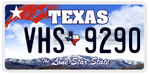 VHS9290 license plate in Texas