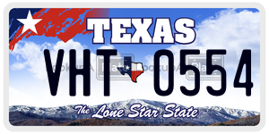VHT0554 license plate in Texas
