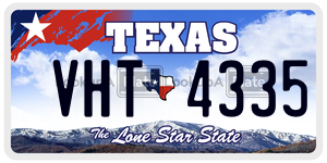 VHT4335 license plate in Texas
