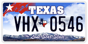 VHX0546 license plate in Texas