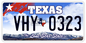VHY0323 license plate in Texas