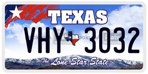 VHY3032 license plate in Texas