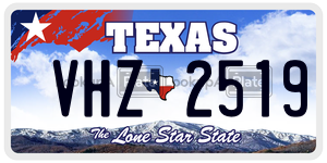 VHZ2519 license plate in Texas