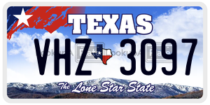 VHZ3097 license plate in Texas
