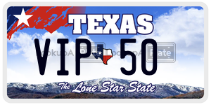 VIP50 license plate in Texas