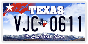 VJC0611 license plate in Texas