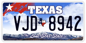 VJD8942 license plate in Texas