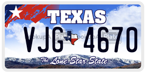 VJG4670 license plate in Texas