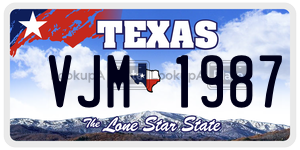 VJM1987 license plate in Texas