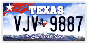 VJV9887 license plate in Texas