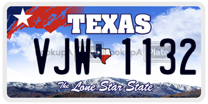 VJW1132  license plate in TX