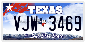 VJW3469 license plate in Texas