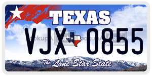 VJX0855 license plate in Texas