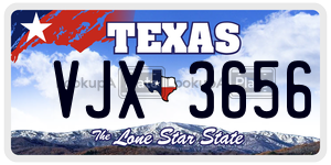 VJX3656 license plate in Texas
