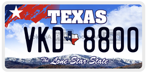 VKD8800 license plate in Texas