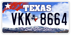 VKK8664 license plate in Texas