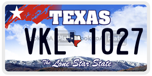 VKL1027 license plate in Texas