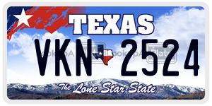 VKN2524 license plate in Texas