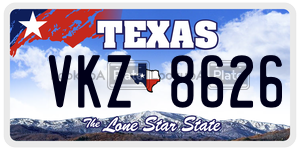 VKZ8626 license plate in Texas