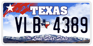 VLB4389  license plate in TX