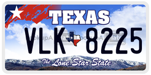 VLK8225 license plate in Texas