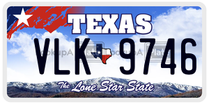 VLK9746 license plate in Texas
