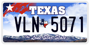 VLN5071 license plate in Texas