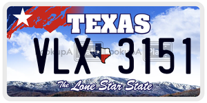 VLX3151 license plate in Texas