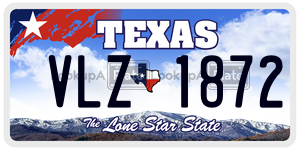 VLZ1872  license plate in TX