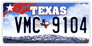 VMC9104  license plate in TX