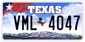 VML4047 license plate in Texas