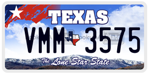 VMM3575 license plate in Texas