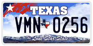VMN0256 license plate in Texas