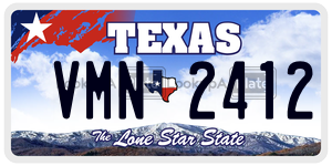 VMN2412 license plate in Texas