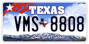 VMS8808 license plate in Texas