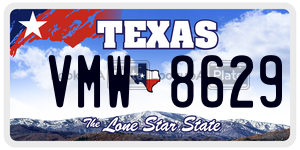 VMW8629 license plate in Texas