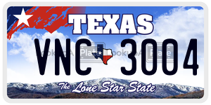 VNC3004 license plate in Texas
