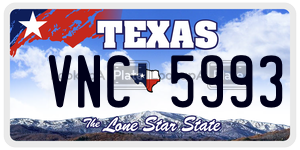 VNC5993 license plate in Texas