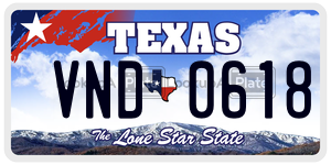VND0618  license plate in TX
